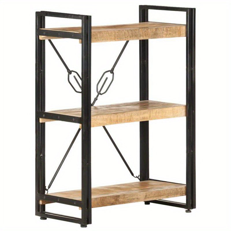 Bookshelf with 3 Shelves Measuring 60X30X80 Cm Made of Solid Mango Wood. Vertical Boards, Sturdy And Durable, Attractive, Ample Storage Space, Smooth Surface, Moisture-Resistant, Warp-Resistant, And Split-Resistant, Suitable