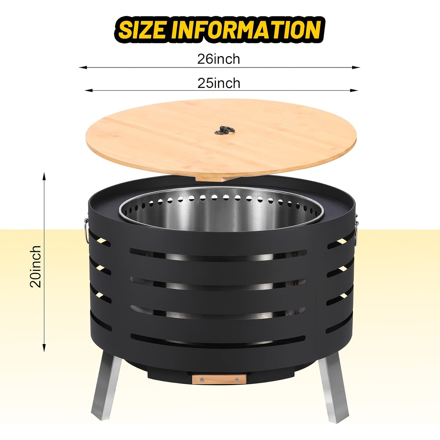 Vuurkorf – Buitenhaard – Vuurschaal – Terrasvuur – Haardkorf – 66 cm Rond – Rookvrij 360° Luchtcirculatiesysteem – Roestvrij Staal Met Accessoires En Beschermhoes
