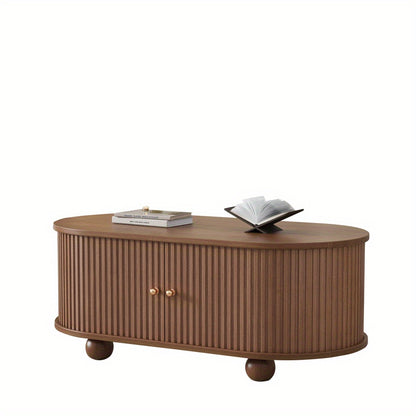 Salontafel – Woonkamertafel – Koffietafel – Tafel – Salontafeltje – Walnootlook – Schuifdeur Met 360° Draaifunctie – Compact 100x50x40 cm