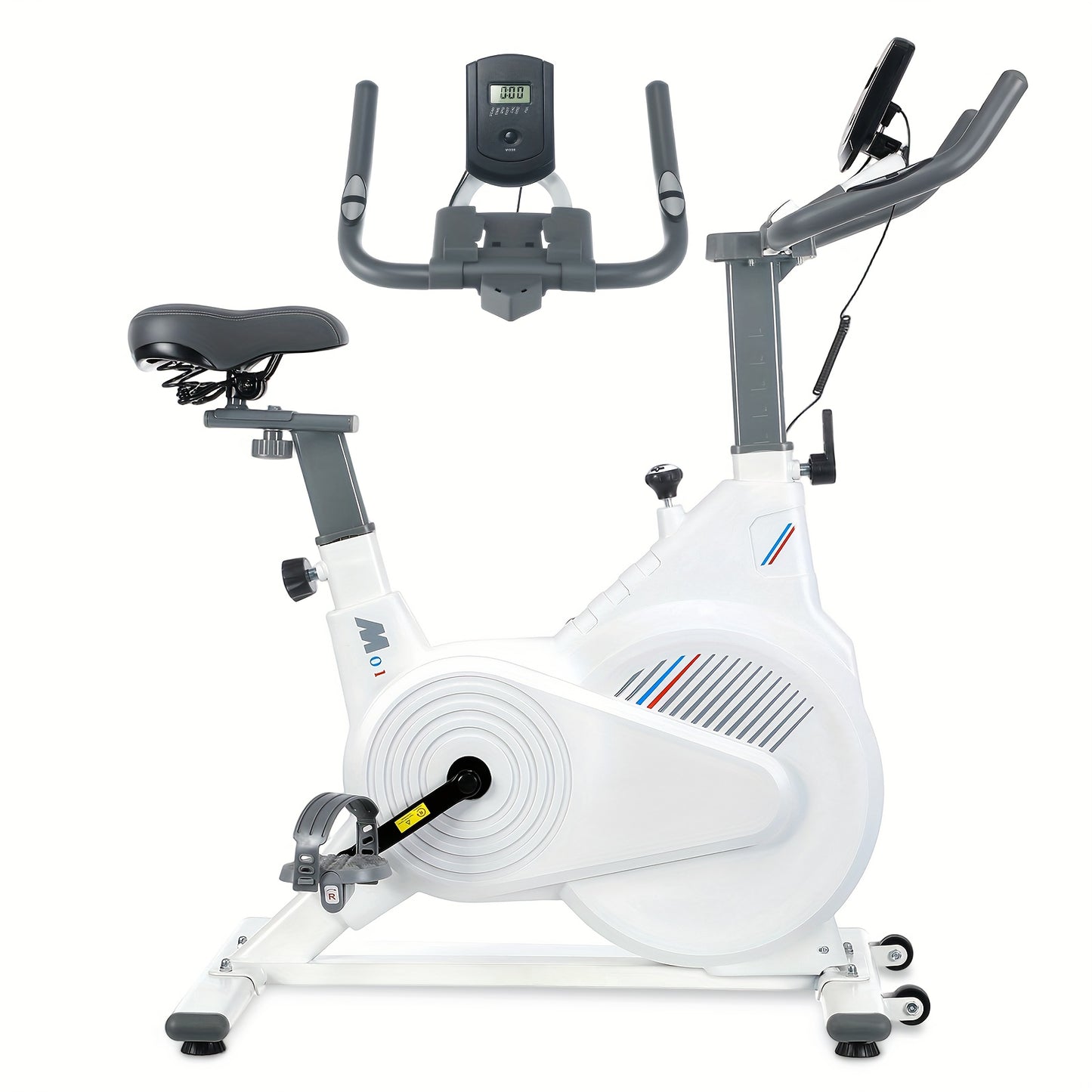Hometrainer – Fitnessfiets – Fietstrainer – Ergometer – Indoor Bike – Schokabsorberend Frame – Hartslagmeter & Multifunctioneel Display – Wit – Max 150 kg