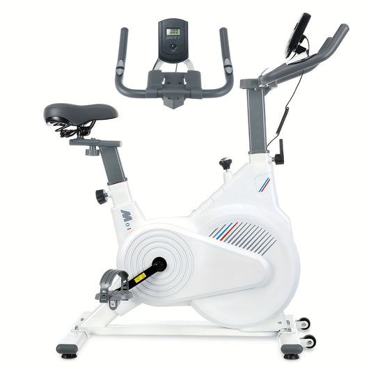Hometrainer – Fitnessfiets – Fietstrainer – Ergometer – Indoor Bike – Schokabsorberend Frame – Hartslagmeter & Multifunctioneel Display – Wit – Max 150 kg