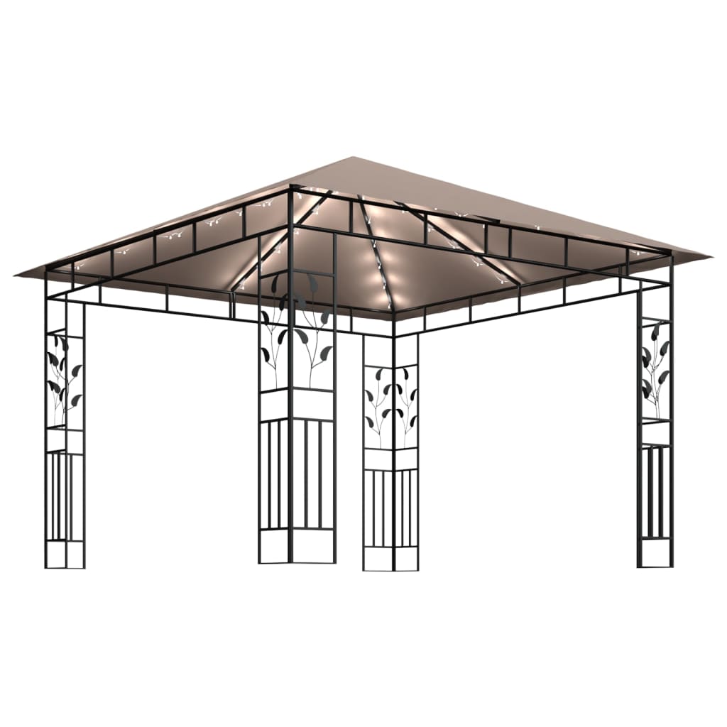 Tuinpaviljoen – Tuinkamer – Pergola – Prieel – Overkapping – Stevig Metalen Frame – Muskietennet Inclusief – 3x3x2,73 Meter – Taupe Kleur