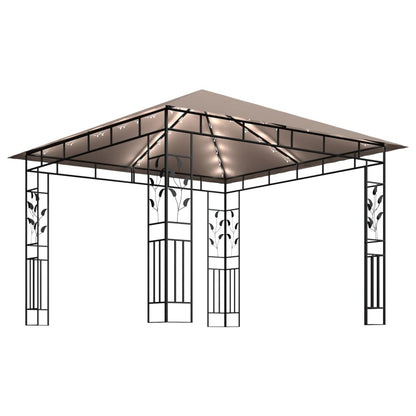 Tuinpaviljoen – Tuinkamer – Pergola – Prieel – Overkapping – Stevig Metalen Frame – Muskietennet Inclusief – 3x3x2,73 Meter – Taupe Kleur