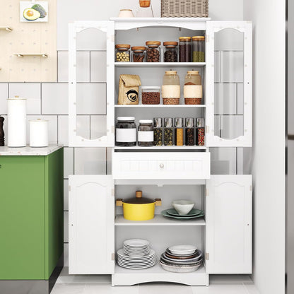 Badkamerkast – Opbergkast – Kastje – Badkamermeubel – Waskast – Wit – 2 Tempered Glasdeuren – Kantelbeveiliging