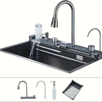 Spoelbak – Keukenspoelbak – Enkele Wasbak – Gootsteen – RVS Spoelbak – Digitale Kraan Display – Honingraat Nano Afwerking