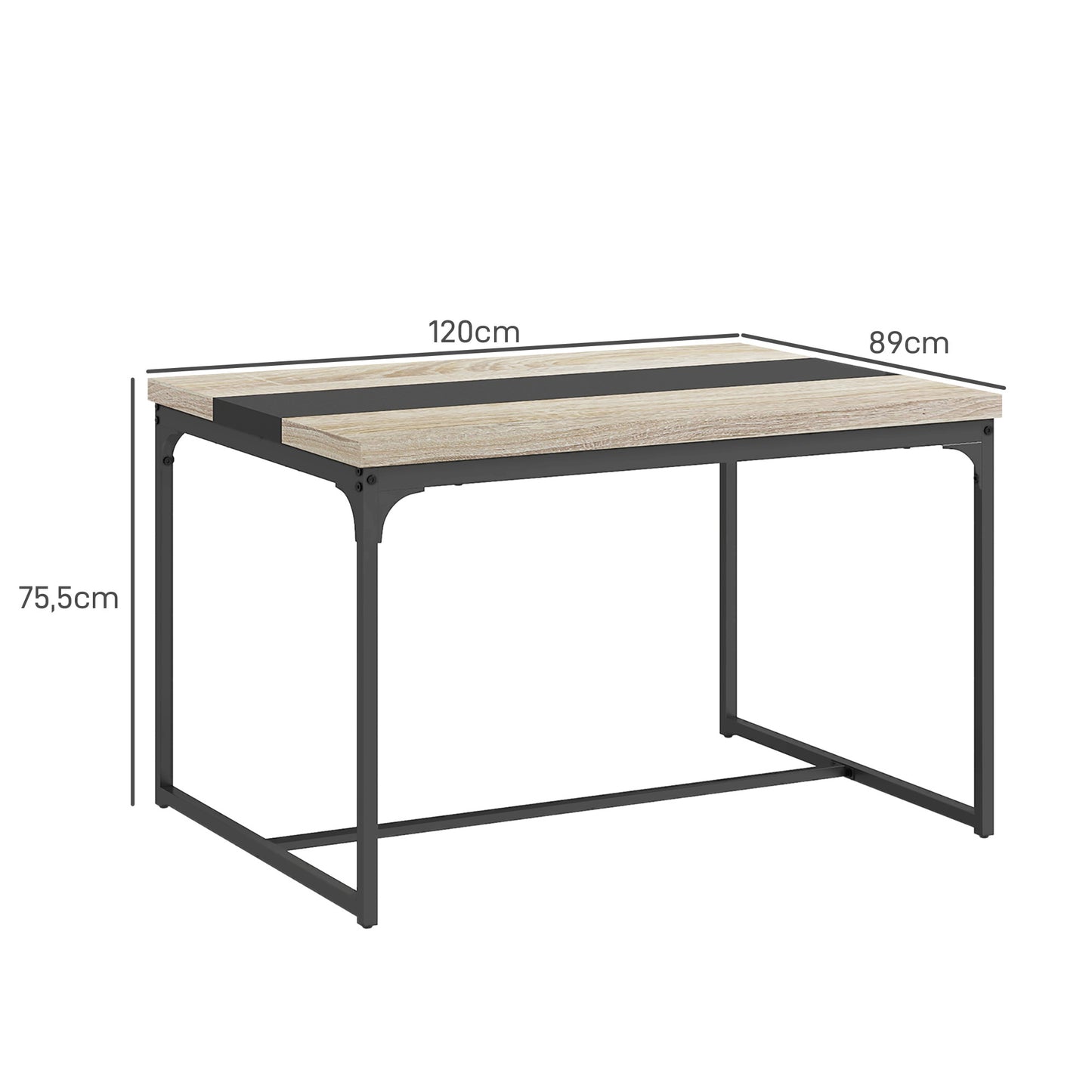 Industriële Eettafel – Tafel – Eetkamertafel – Keukentafel – Werktafel – Zwart Metaal en Hout – Geschikt voor 6 Personen – 120x89 cm