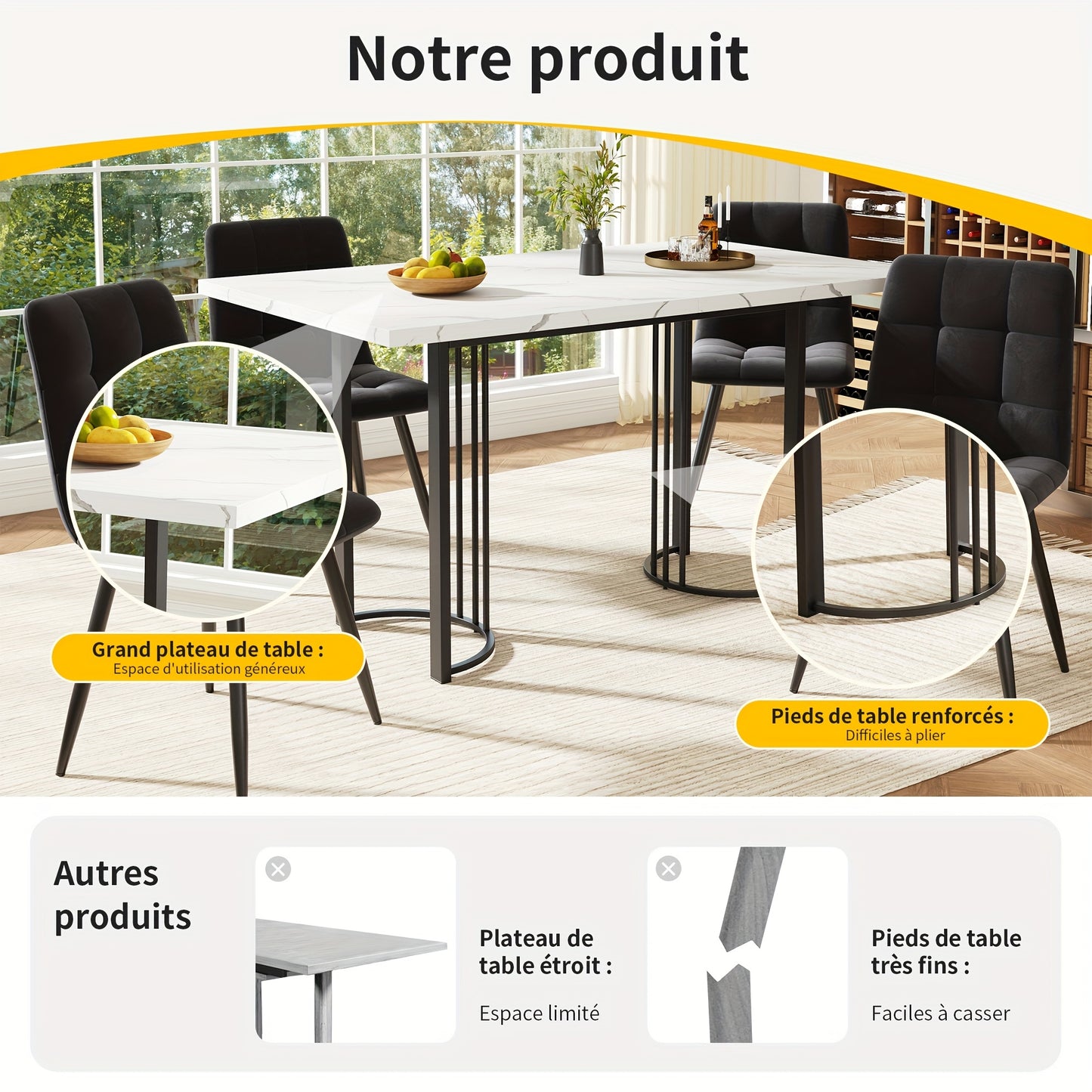 Uitschuifbare Eettafel – Uitklapbare Tafel – Verstelbare Eettafel – Ruimtebesparende Keukentafel – Metaal Houten Tafel – Zwart Wit – Hoogwaardig Hardhout – Stevig Metaal
