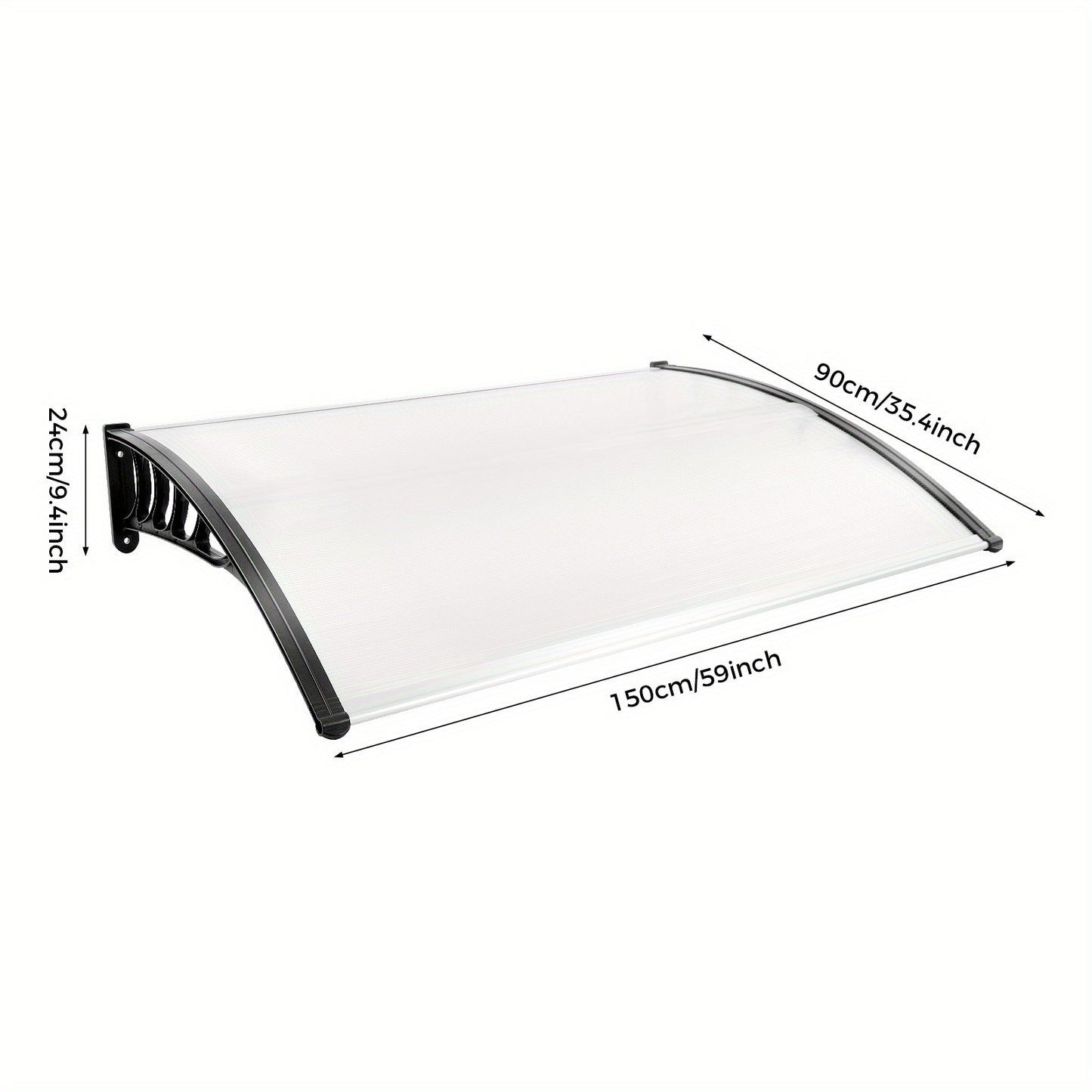 Deurkap – Deurafdekking – Deurblad – Deurzonwering – Deurbladkap – Transparant Zwart – 90x150 cm – Polycarbonaat & Polypropyleen