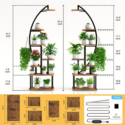 7-laags Plantenstandaard – Plantenrek – Plantentafel – Plantenhouder – Plantenmeubel – Met Groeilampen – Stevig Metalen Frame – Zwart