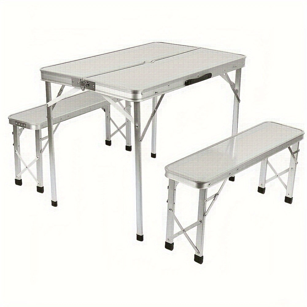 Tafel- En Stoelset Voor Buiten – Picknicktafel – Campingset – Klaptafel – Klapbanken – Aluminium Frame – Compact Opvouwbaar