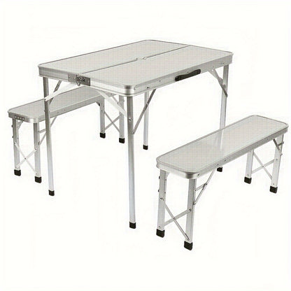Tafel- En Stoelset Voor Buiten – Picknicktafel – Campingset – Klaptafel – Klapbanken – Aluminium Frame – Compact Opvouwbaar
