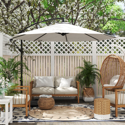 Knikparasol – Zonnescherm – Terrasparasol – Zweefparasol – Buitenparasol – Crèmekleur – Weerbestendig Stalen Frame – 3x3 Meter Schaduw