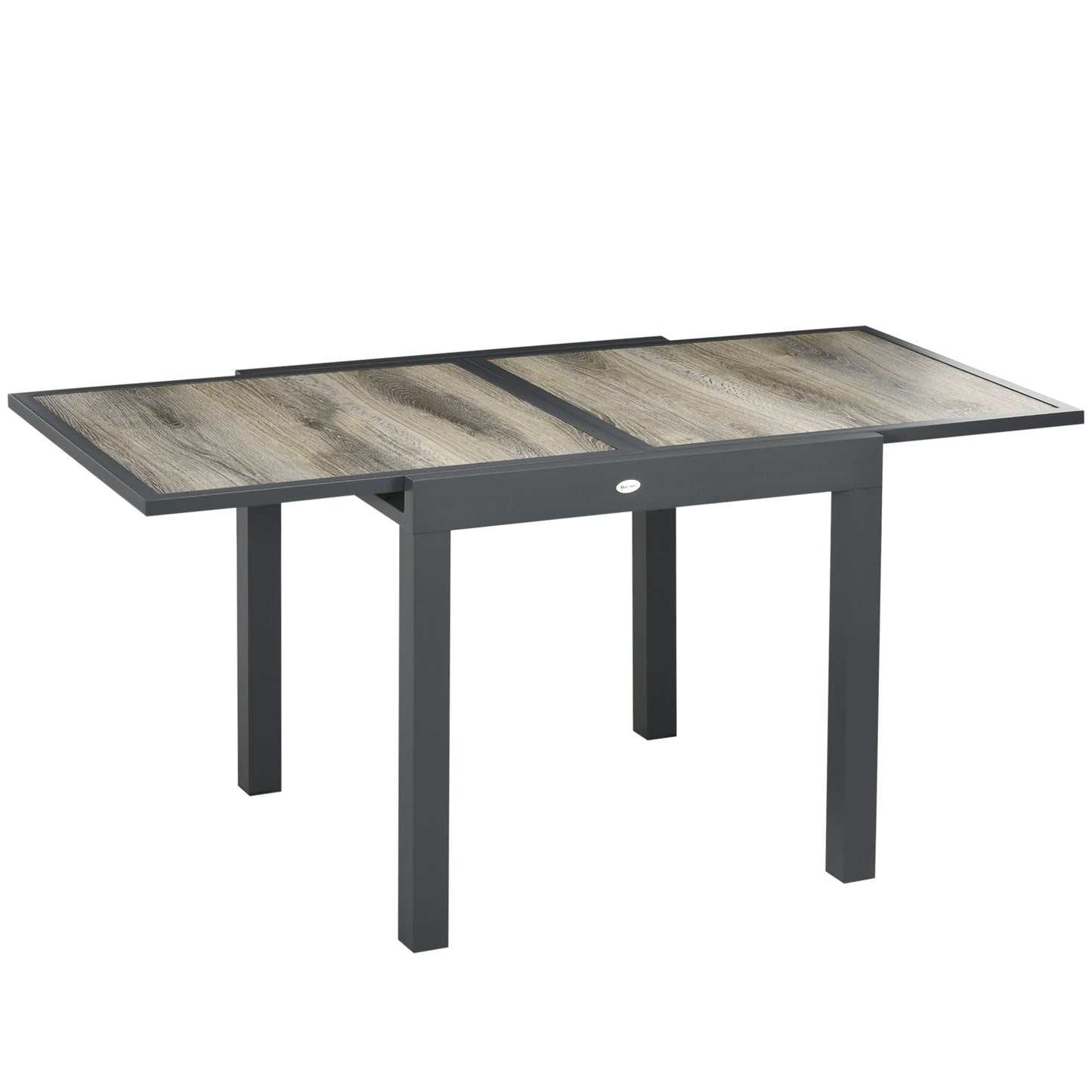 Uitschuifbare Tuintafel – Tuinset Tafel – Buiten Tafel – Terrastafel – Balkon Tafel – Aluminium Frame – Houtlook Tafelblad – Beige+Grijs – 160x80x75 cm