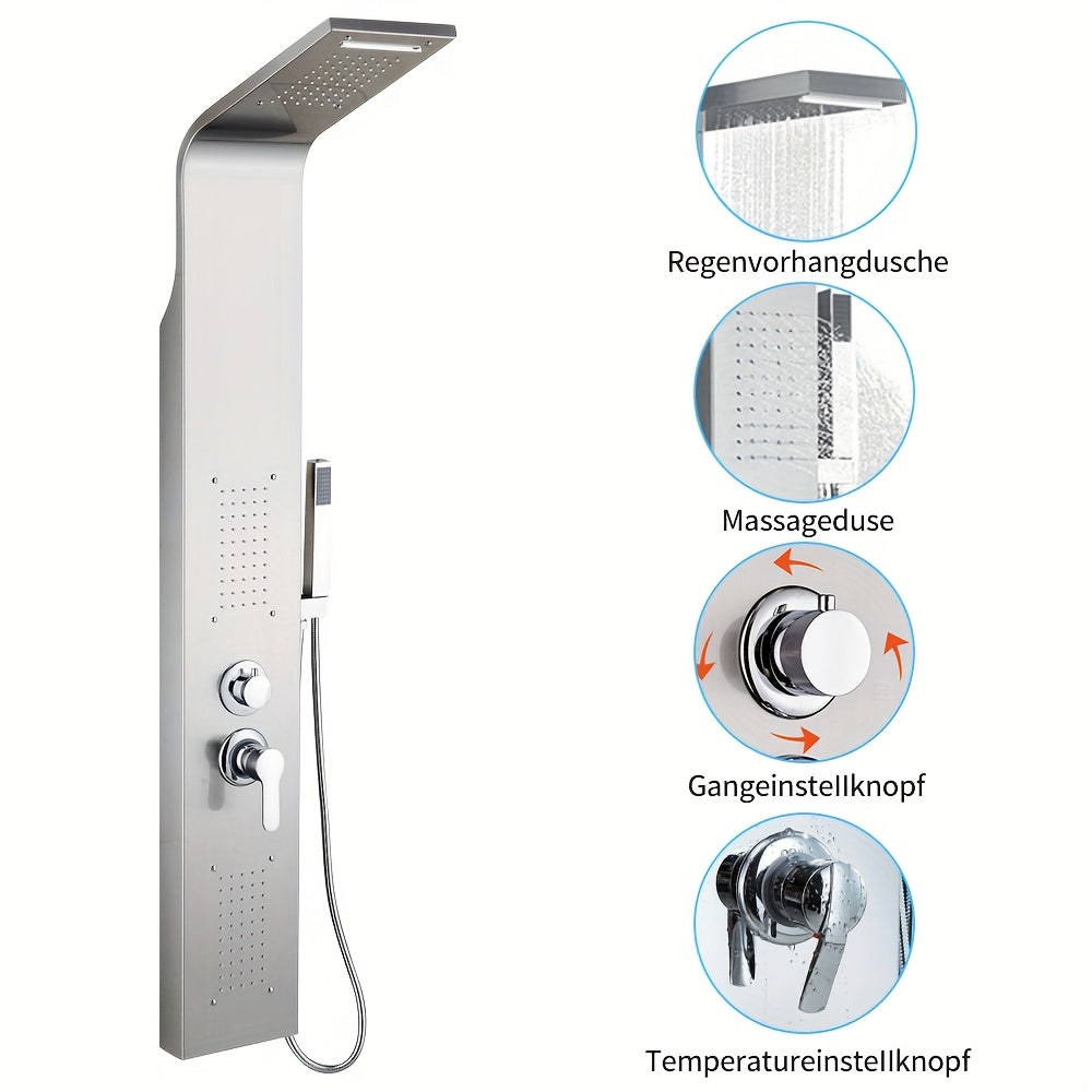 Doucheset – Douchekolom – Douchestang – Regendouche – Handdouche – Roestvrij Staal – 4 Functies – 140 cm Hoog