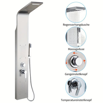 Doucheset – Douchekolom – Douchestang – Regendouche – Handdouche – Roestvrij Staal – 4 Functies – 140 cm Hoog