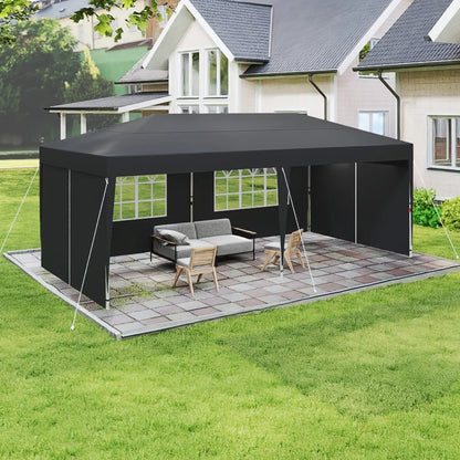 Vouwtent – Partytent – Tuinpaviljoen – Tentje – Overkapping – 3x6 Meter – Verstelbare Hoogte 2,44-2,64m – Weerbestendig Oxford Polyester Anthraciet