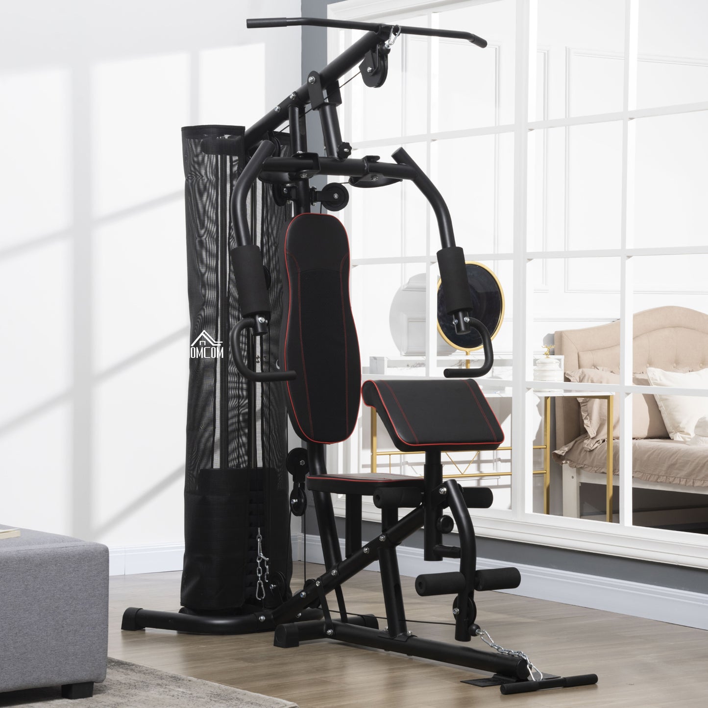 Home Gym – Krachtstation – Fitnessapparaat – Trainingsrek – Fitnessstation – Zwart – Stalen Constructie – 10 Instelbare Gewichten