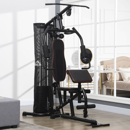 Home Gym – Krachtstation – Fitnessapparaat – Trainingsrek – Fitnessstation – Zwart – Stalen Constructie – 10 Instelbare Gewichten
