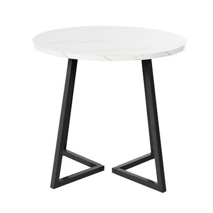 Ronde Eettafel – Eettafel Rond – Keukentafel – Tafel Voor Eetkamer – Witte Tafel – Uniek Geometrisch Onderstel – Duurzaam Niet-Hout Tafelblad