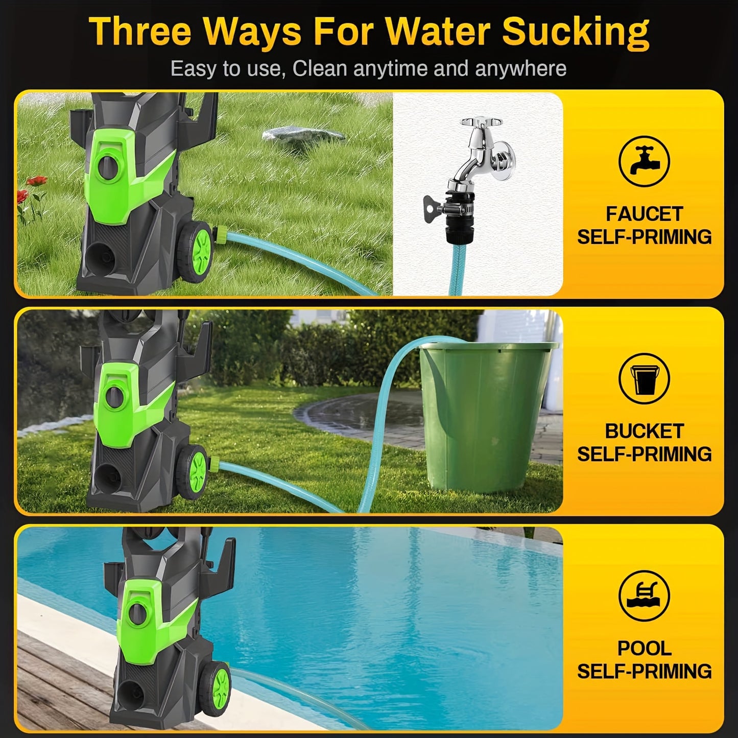 Hogedrukreiniger – Hogedrukspuit – Waterpomp – Terrasreiniger – Accu Cleaner – 1800-2000W Vermogen – 150 Bar Max Druk – 10 Meter Slang – Handzaam & Draagbaar