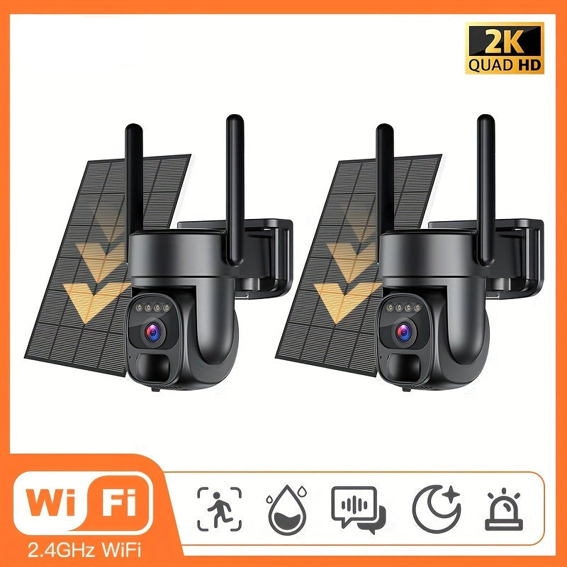 Beveiligingscamera – Camerabewaking – Buitencamera – IP-camera – Bewakingscamera – 2K HD Resolutie – Zonnepaneel Met Draadloze Oplaadfunctie