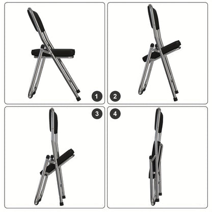 Set van 4 Comfortabele Opvouwbare Stoelen – Leren Bezoekersstoelen en Eetkamerstoelen – Padded Keukenstoelen voor Binnen, Buiten en Vergaderruimtes, Zwart