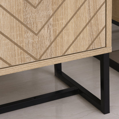 HOMCOM Wooden Storage Sideboard with 2 Doors and Black Metal Legs, Dimensions 80L x 29.5W x 80H cm, Home Storage, Wardrobe System, Bedroom Storage for Books, Clothes, Accessories, Cabinet Organization