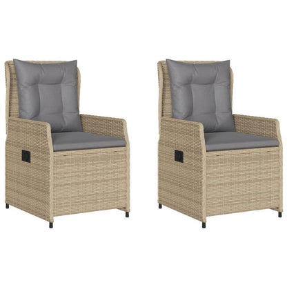 Tuinstoelen – Tuinstoel – Tuinzetel – Balkonstoel – Verstelbare stoel – Set van 2 Beige – Verstelbare Rugleuning – Weerbestendig Polyrattan