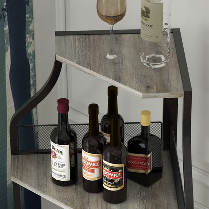 Modern Wine & Liquor Corner Bar Cabinet with Glass Rack - -Standing Storage Cabinet Suitable for Living Room, Dining Room - Wine Shelf with Mesh Door & Assembly Required
