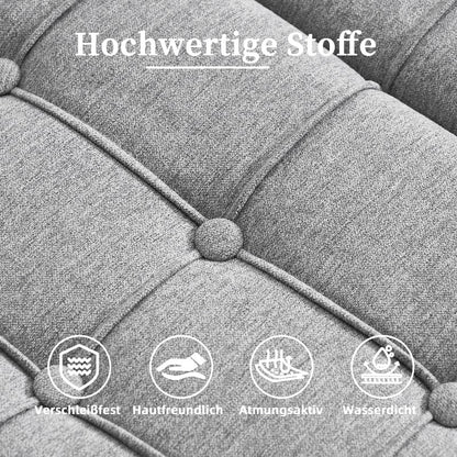 Opbergpoef Vierkant – Opbergkist – Hocker – Zitbankje – Voetenbank – Met Hefdeksel – Stevig Metalen Frame – Grijs Gepolsterd