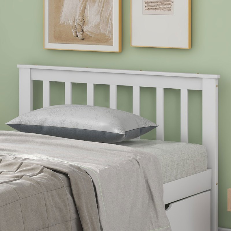 Eenpersoonsbed – Eenpersoonsbedden – Jeugdbed – Volwassenenbed – Bed met Opbergladen – Grenenhouten Frame – Geschikt voor Matras 90x200 cm