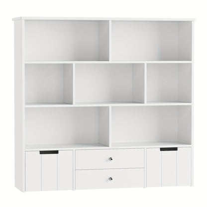 Boekenkast – Opbergkast – Vakkenkast – Ladenkast – Wandkast – Hout – Verrijdbaar – 4 Laags Met Slot