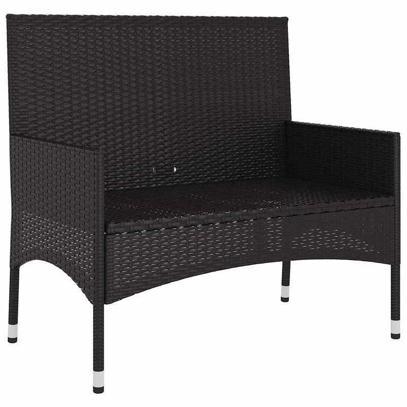 Tuinbank 2-Zits – Buitenbank – Balkonbank – Zithoek – Loungebank – Hoogwaardig Resin Wicker – Weerbestendige Kussens Zwart