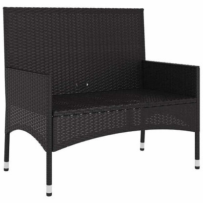 Tuinbank 2-Zits – Buitenbank – Balkonbank – Zithoek – Loungebank – Hoogwaardig Resin Wicker – Weerbestendige Kussens Zwart