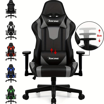 Gaming Chair with Footrest, Ergonomic Gaming Chair, Gaming Armchair with Adjustable Lumbar Cushion Equipped with An Adjustable Lumbar Support And Headrest, 360° Swivel And Designed for A Weight Of Up to 150kg., Gaming Chairs