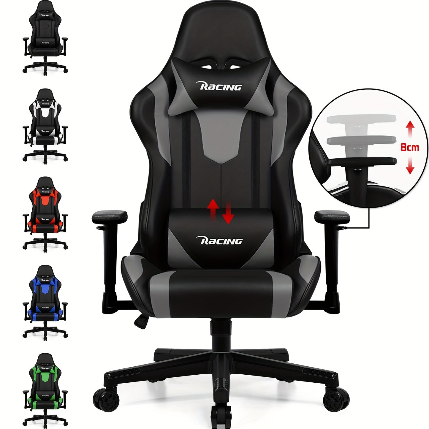 Gamingstoel – Gamestoel – Gaming Chair – Game Stoel – Gamestoelen – Ergonomisch – Verstelbare Lendensteun & Voetsteun – 360° Draaibaar – Max 150 kg
