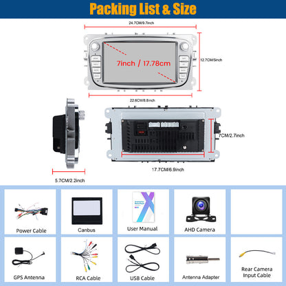 Android 15 Autoradio – Multimedia Radio – Car Stereo – Navigatiesysteem – Touchscreen Radio – 7-inch HD Scherm – Inclusief AHD Achteruitrijcamera – Wireless CarPlay & Android Auto