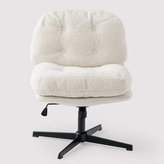 Witte Stoel – Bureaustoel – Draaistoel – Eetkamerstoel – Fauteuil – 360° Draaibaar – Verstelbare Zithoogte 48-55 cm