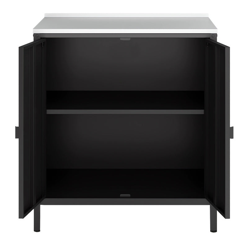 Tuinkast – Tuinkist – Tuinberging – Buitenkast – Opbergkast – Stalen Mat Zwart – 92x80x50 cm – Weerbestendig Met Verstelbare Pooten