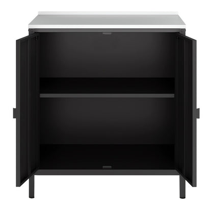 Tuinkast – Tuinkist – Tuinberging – Buitenkast – Opbergkast – Stalen Mat Zwart – 92x80x50 cm – Weerbestendig Met Verstelbare Pooten