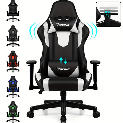 Gaming Chair with Footrest, Ergonomic Gaming Chair, Gaming Armchair with Adjustable Lumbar Cushion Equipped with An Adjustable Lumbar Support And Headrest, 360° Swivel And Designed for A Weight Of Up to 150kg., Gaming Chairs