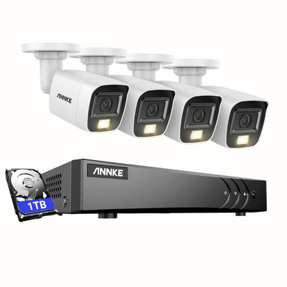 Beveiligingssysteem – Bewakingscamera – Veiligheidssysteem – Camerabewaking – Surveillance Set – 4 x 3K Dual-Light Camera’s – 1TB HDD – AI Mens- en Voertuigdetectie – Nachtzicht met Kleurenschakeling