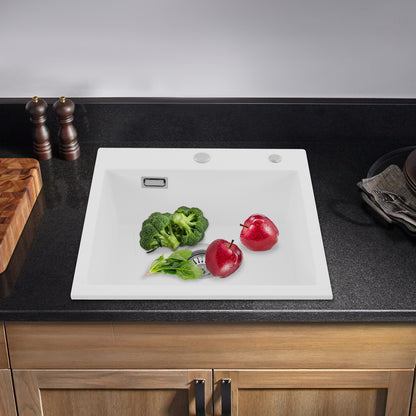 Keukenspoelbak – Spoelbak – Gootsteen – Wasbak – Spoelbakken – Quartzsteen Wit – Ruime Afmetingen 50x45 cm – Geluidsarm & Duurzaam