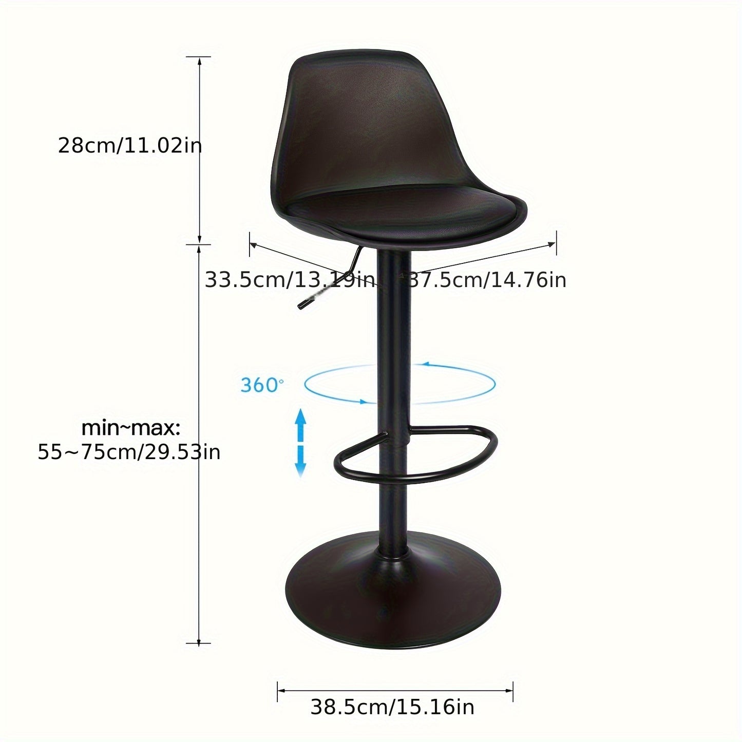 Barstoel – Barkruk – Barstoel Kruk – Keukenstoel – Barkrukken Set Van 4 – Verstelbaar 55-75 cm – Wit Kunstleer Met Metalen Frame – Rugleuning – Ovale Zitting