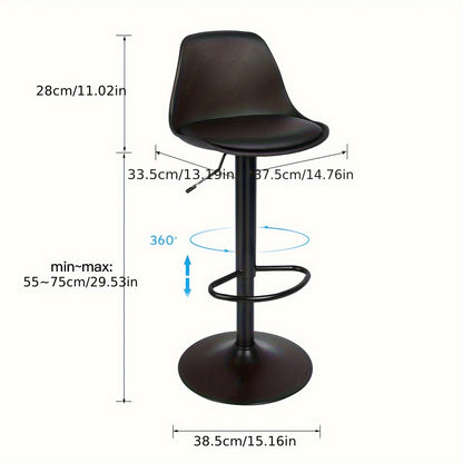 Barstoel – Barkruk – Barstoel Kruk – Keukenstoel – Barkrukken Set Van 4 – Verstelbaar 55-75 cm – Wit Kunstleer Met Metalen Frame – Rugleuning – Ovale Zitting