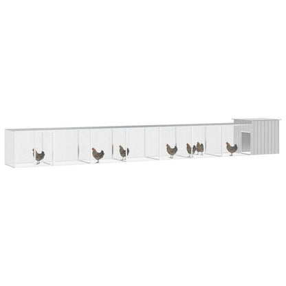 Kippenren – Kippenhok – Pluimveebehuizing – Kippenkooi – Hekwerk – Grijs – Gegalvaniseerd Staal – Extra Robuust – Ruim 700x91x100 cm