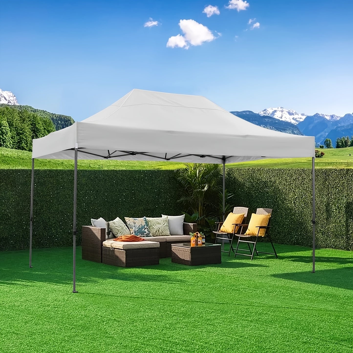 3.05x4.57meter Pop-up Tent, Camping Canopy, No Side Walls, With Carry Bag, Ground Stakes And Wind Ropes, Adjustable Height, Easy To Set Up And Sturdy, Oxford Fabric, Outdoor Gazebo, Suitable For Parties, Weddings, Gardens, Co