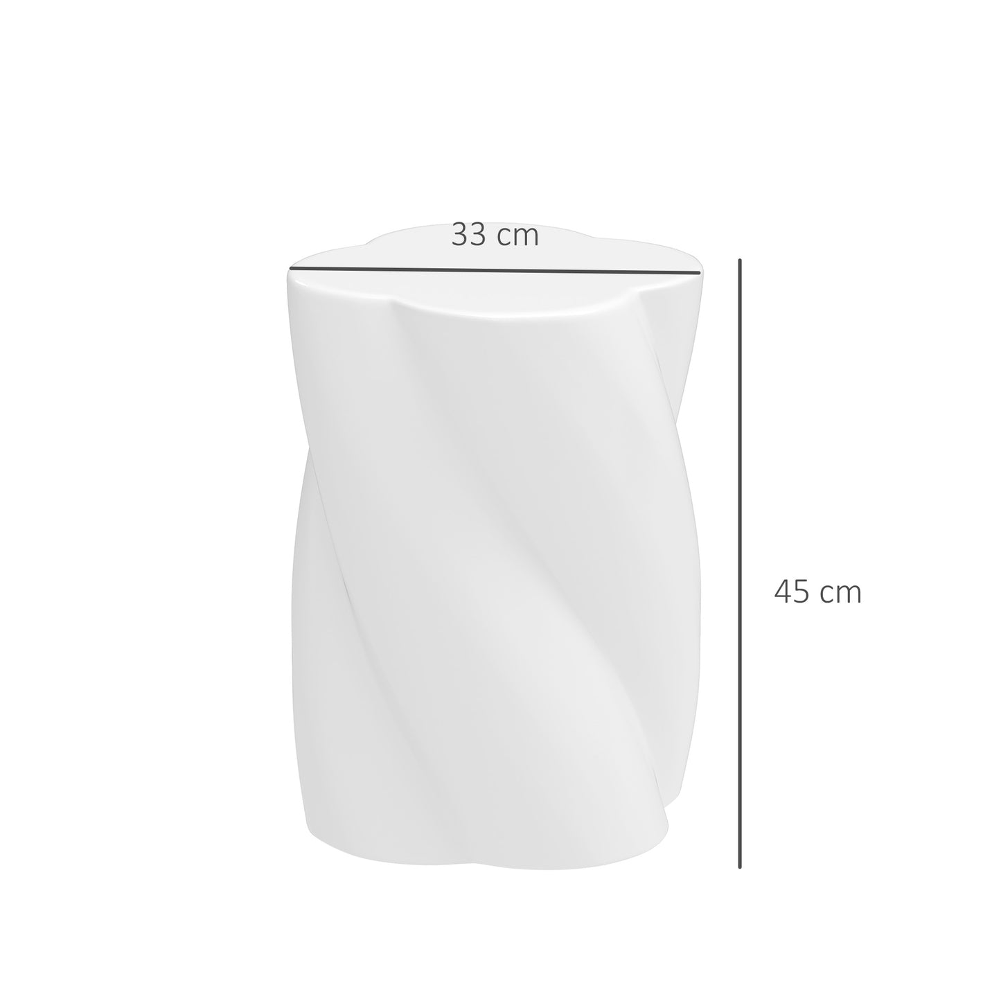 Keramische Kruk – Tuinstoel – Bijzettafel – Voetenbank – Opbergkruk – Wit – Weerbestendig Keramiek – 33x45 cm, Spiral Design, Draagvermogen 120 kg