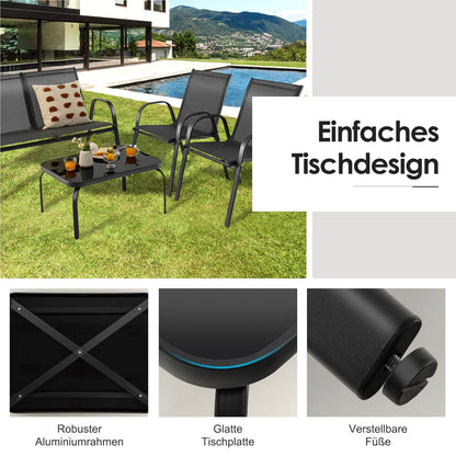 4-Persoons Tuinset – Balkonmeubilair – Patio Set – Zithoek Voor Buiten – Tuinmeubelset – Inklapbaar En Weerbestendig – Lichtgewicht Met Metaal Frame