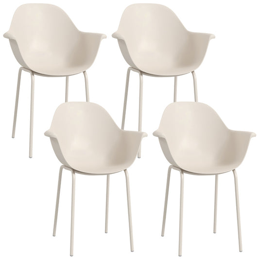 Tuinstoelen – Stapelstoelen – Balkonstoelen – Eetkamerstoelen – Tuinmeubels – Set van 4 – Grijs – Comfortabele Rugleuning en Armleuningen – Draagkracht 120 kg